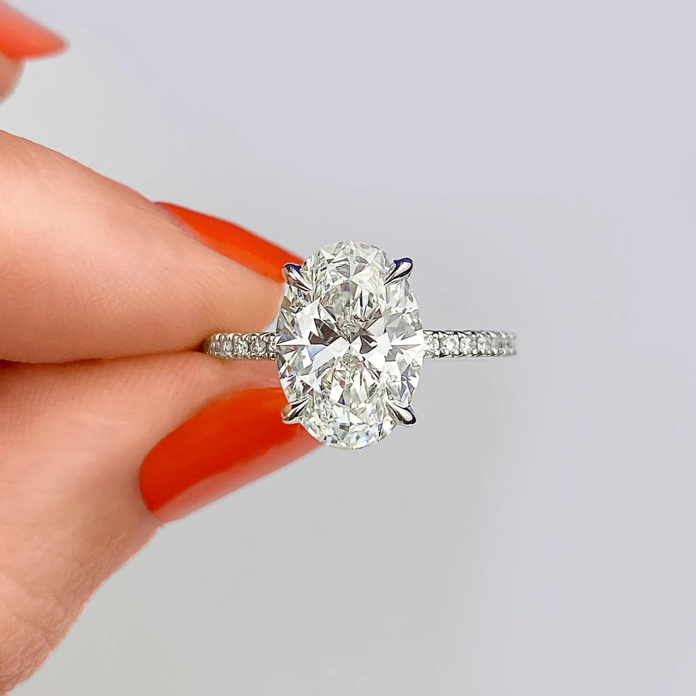 2ct Oval F- VS1 Lag Grown Diamond Pave Engagement Ring