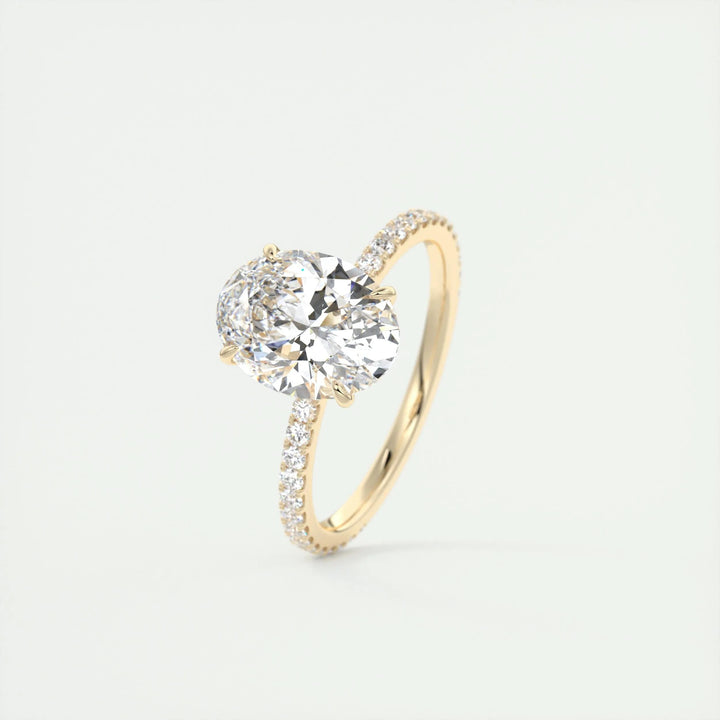2ct Oval F- VS1 Lag Grown Diamond Pave Engagement Ring