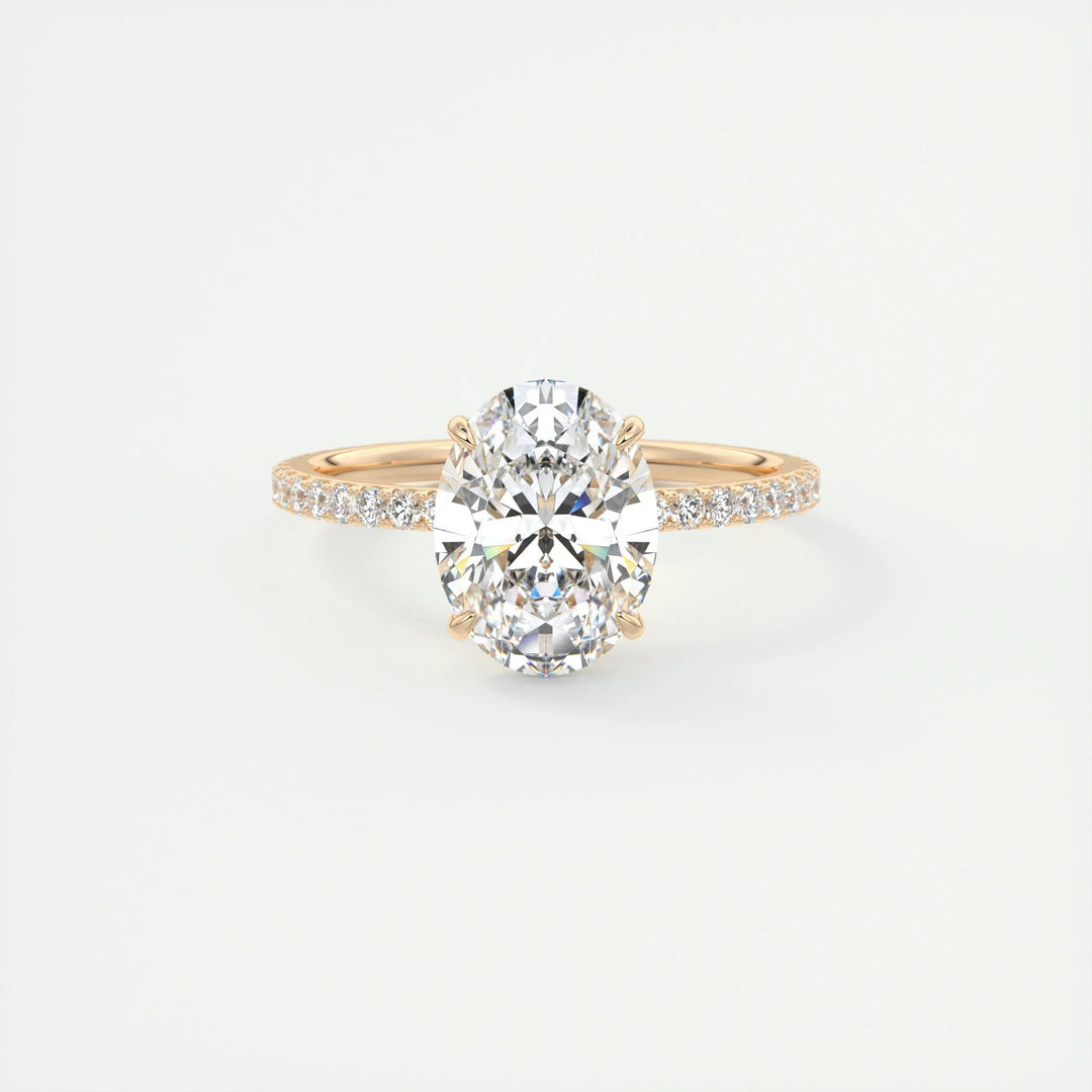 2ct Oval F- VS1 Lag Grown Diamond Pave Engagement Ring