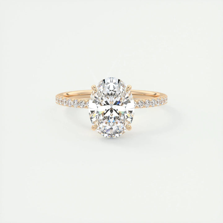 2ct Oval F- VS1 Lag Grown Diamond Pave Engagement Ring