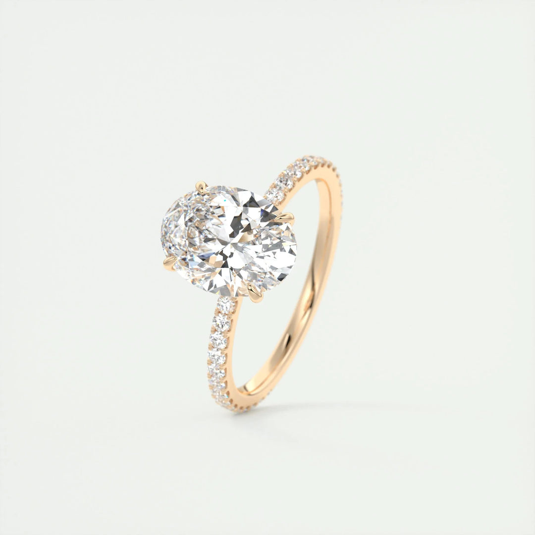 2ct Oval F- VS1 Lag Grown Diamond Pave Engagement Ring