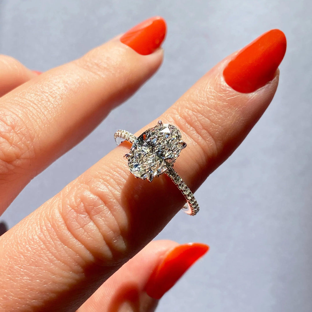 2ct Oval F- VS1 Lag Grown Diamond Pave Engagement Ring