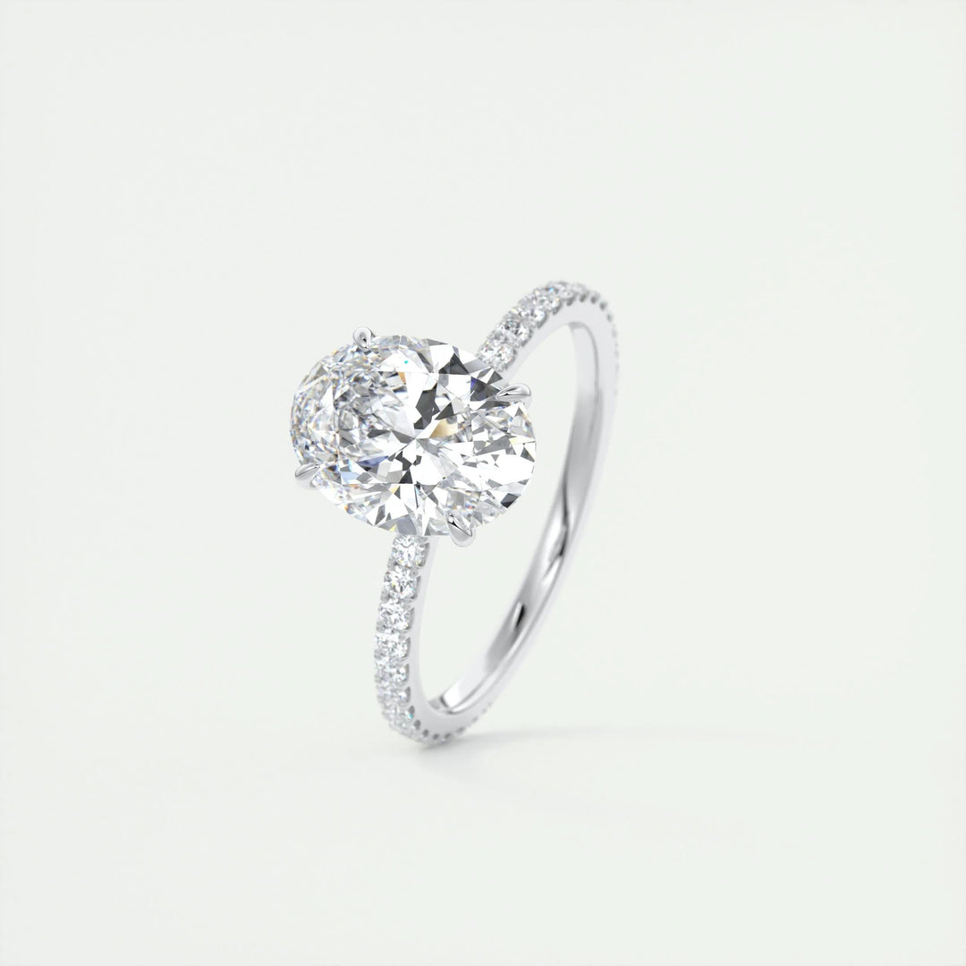2ct Oval F- VS1 Lag Grown Diamond Pave Engagement Ring