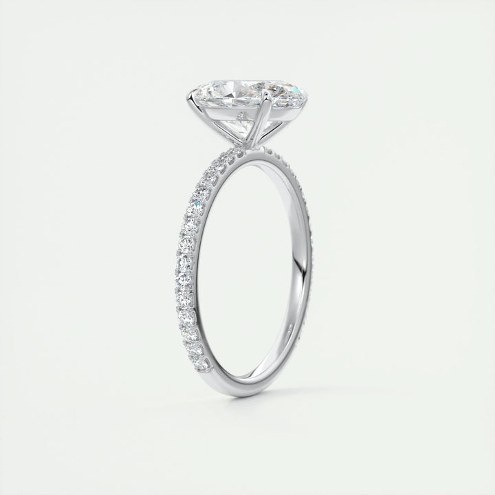 2ct Oval F- VS1 Lag Grown Diamond Pave Engagement Ring