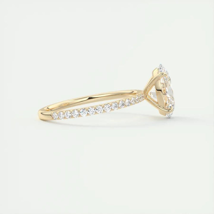 2ct Oval F- VS1 Lag Grown Diamond Pave Engagement Ring