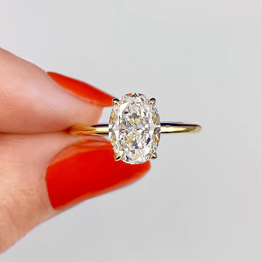 2ct Oval F- VS1 Lag Grown Diamond Solitaire Engagement Ring