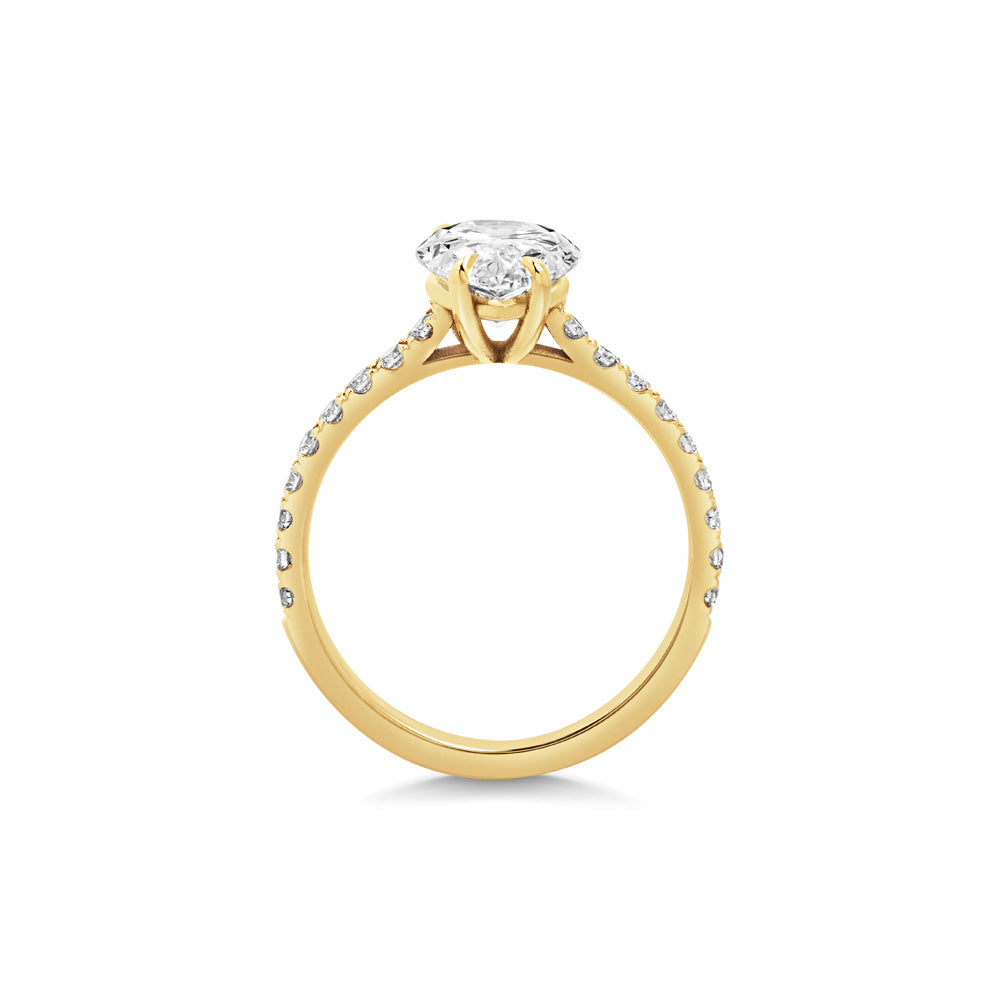 2ct Pear F- VS1 Lab Grown Diamond Pave Engagement Ring