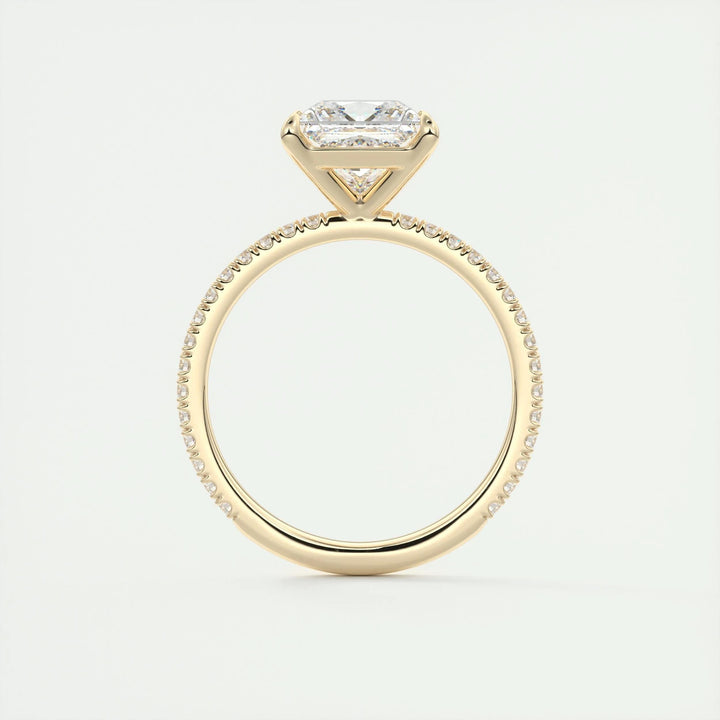 2ct Princess F- VS1 Lab Grown Diamond Pave Engagement Ring