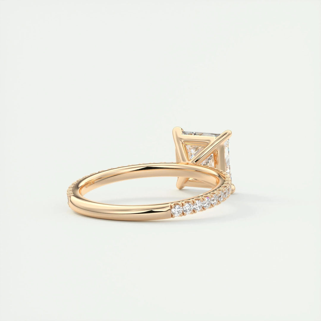 2ct Princess F- VS1 Lab Grown Diamond Pave Engagement Ring
