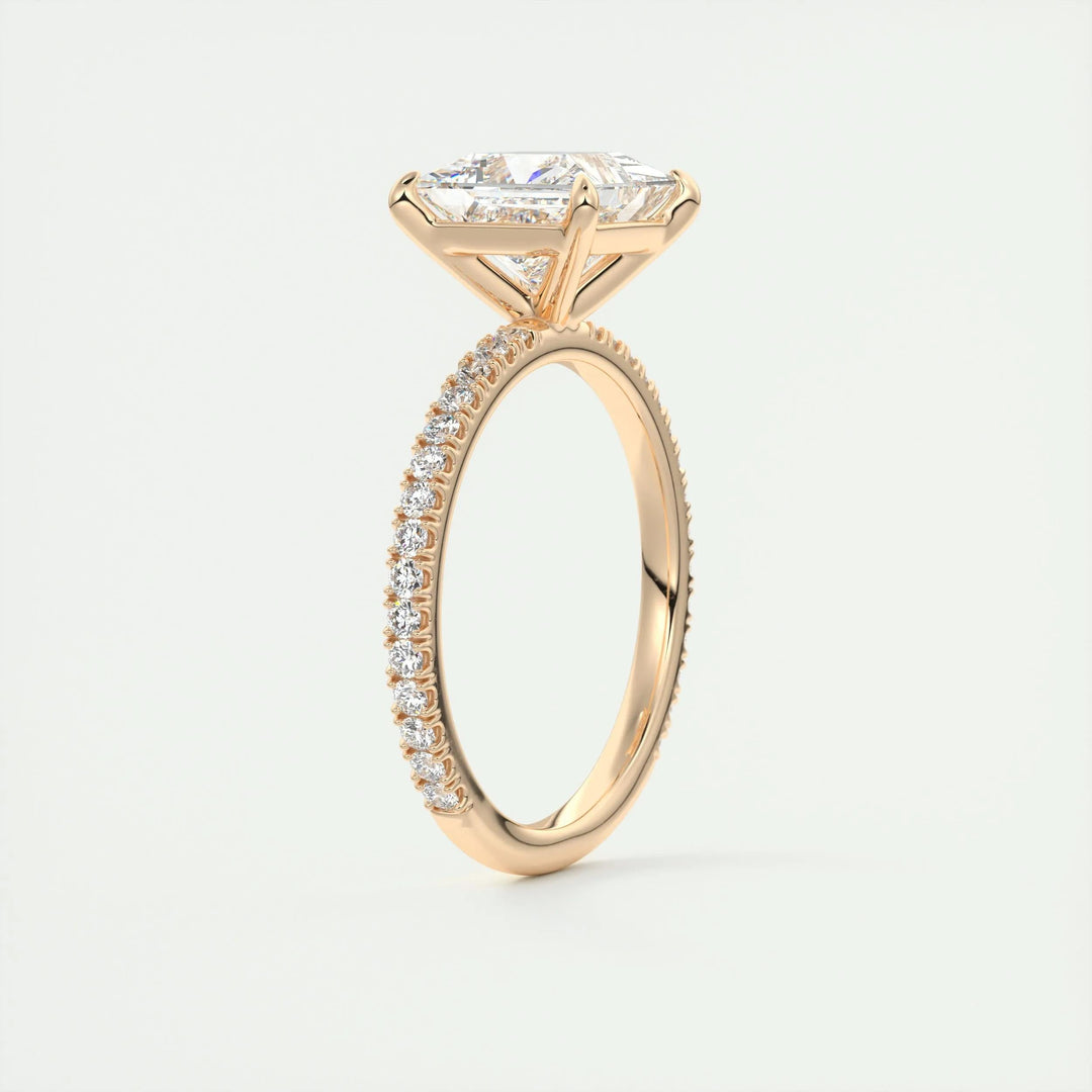 2ct Princess F- VS1 Lab Grown Diamond Pave Engagement Ring