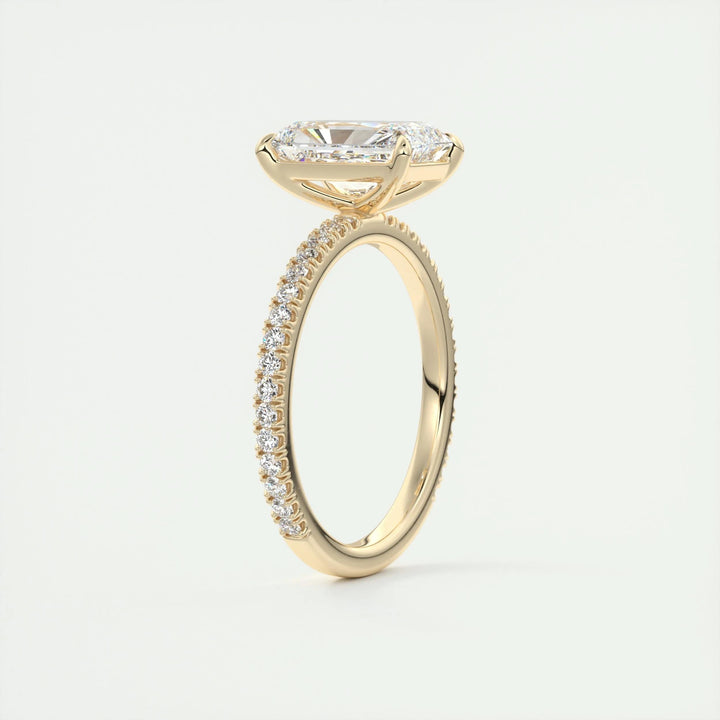 2ct Radiant F- VS1 Lag Grown Diamond Pave Engagement Ring