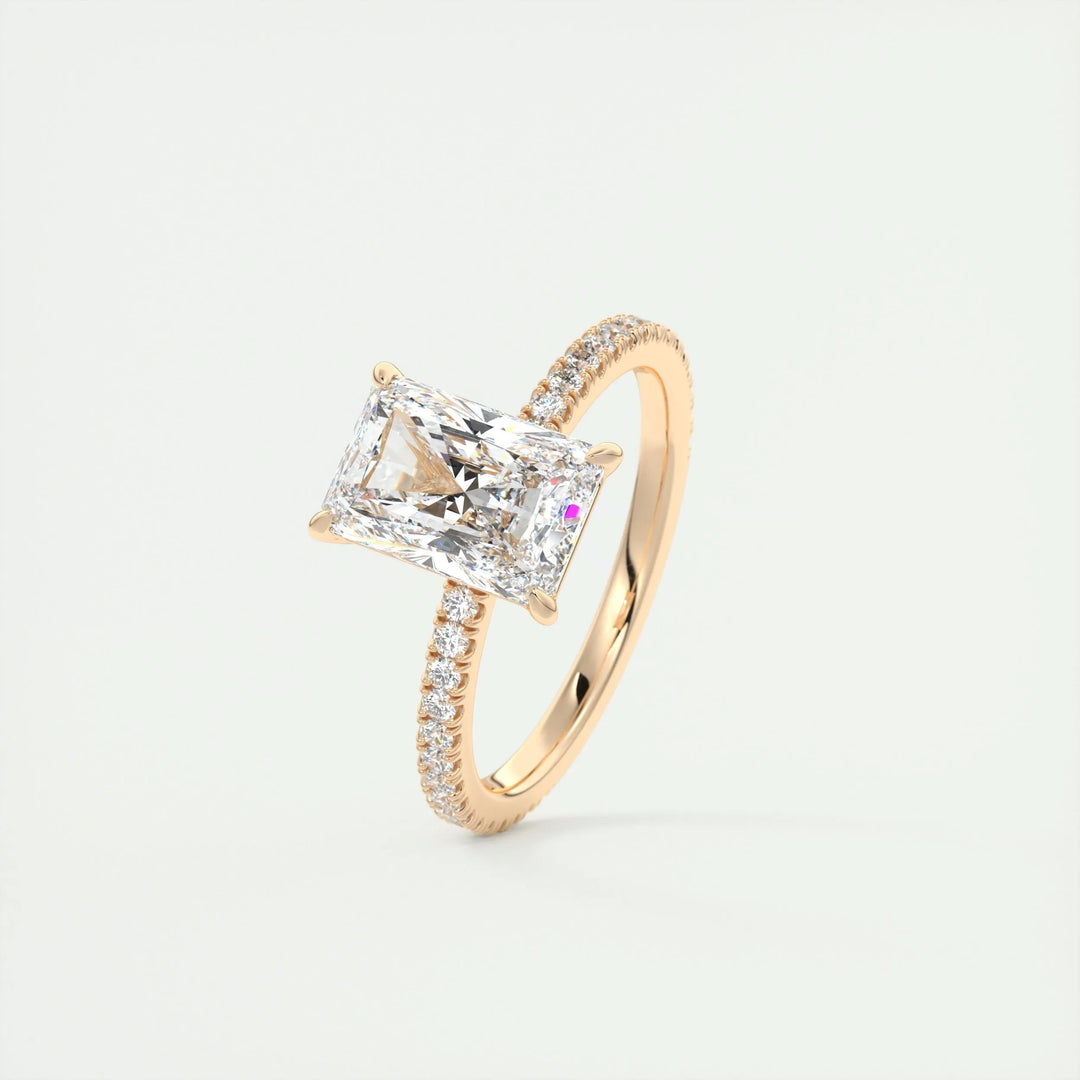 2ct Radiant F- VS1 Lag Grown Diamond Pave Engagement Ring
