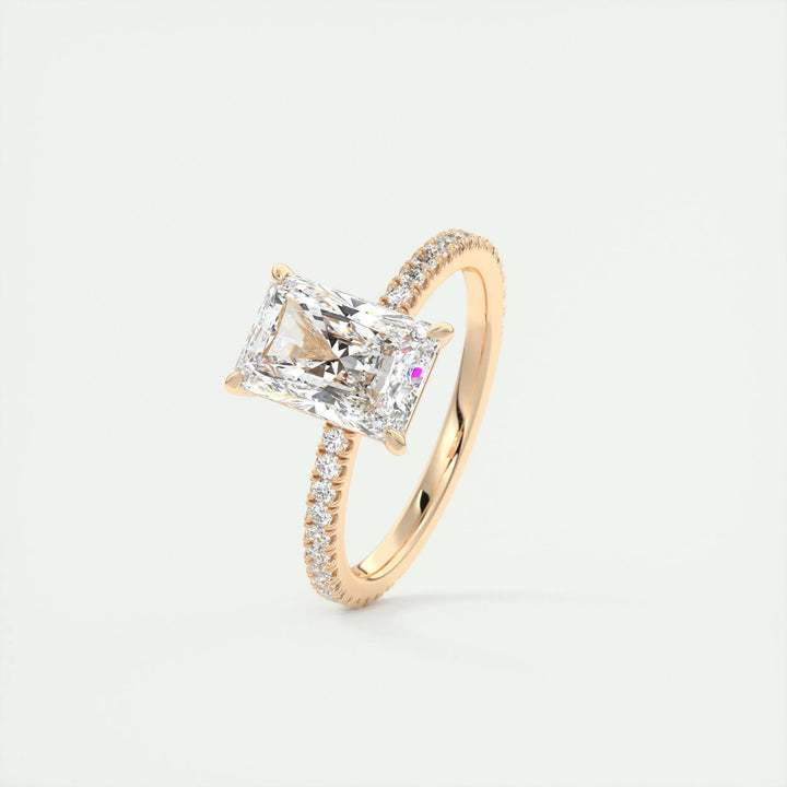 2ct Radiant F- VS1 Lag Grown Diamond Pave Engagement Ring