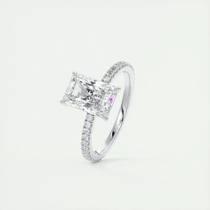 2ct Radiant F- VS1 Lag Grown Diamond Pave Engagement Ring