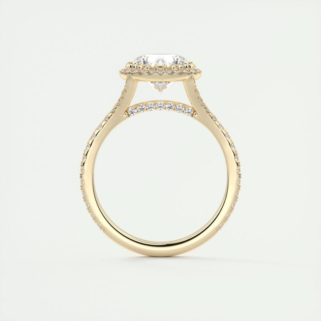 2ct Round Cut Halo F- VS1 Lab Grown Diamond Engagement Ring