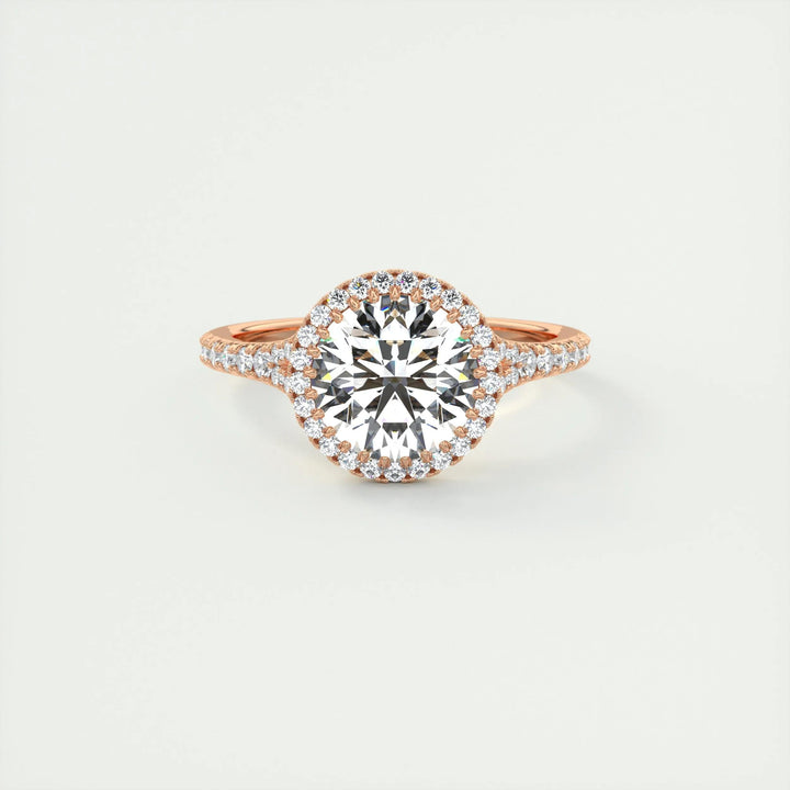 2ct Round Cut Halo F- VS1 Lab Grown Diamond Engagement Ring