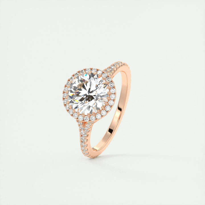 2ct Round Cut Halo F- VS1 Lab Grown Diamond Engagement Ring
