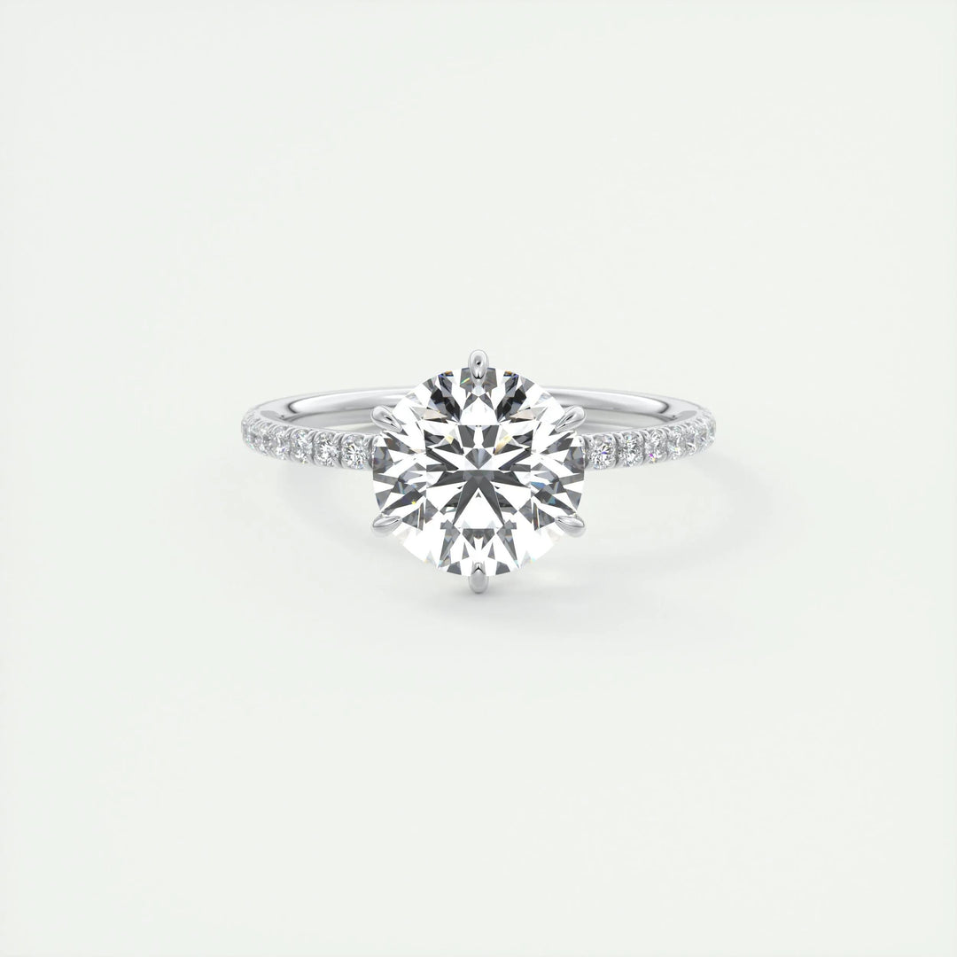 2ct Round F- VS1 Diamond Pave Lag Grown Engagement Ring