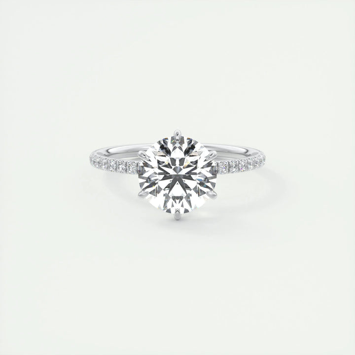 2ct Round F- VS1 Diamond Pave Lag Grown Engagement Ring