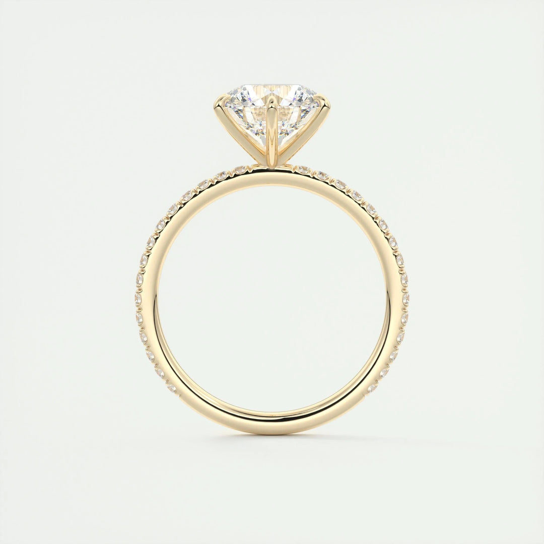 2ct Round F- VS1 Diamond Pave Lag Grown Engagement Ring