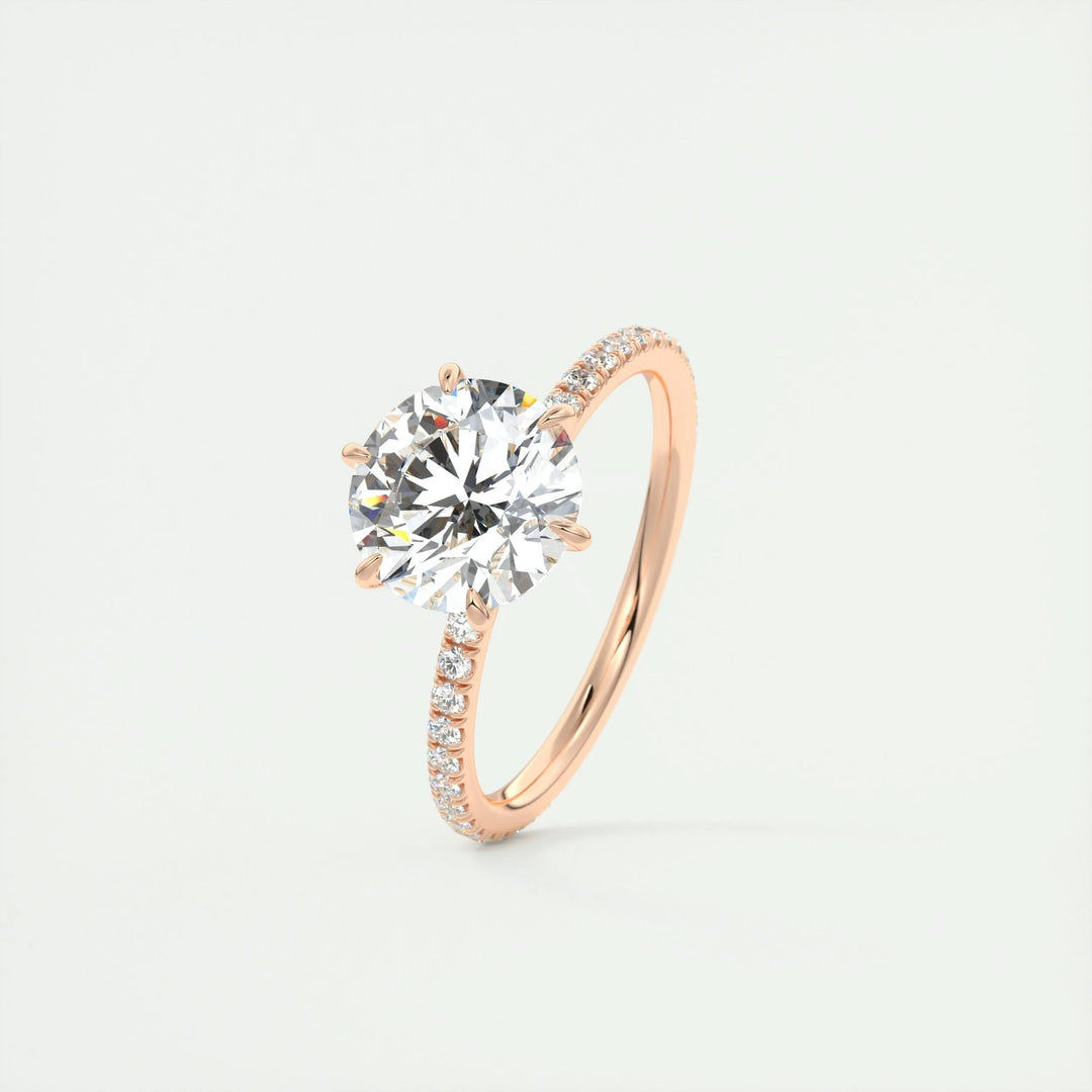 2ct Round F- VS1 Diamond Pave Lag Grown Engagement Ring