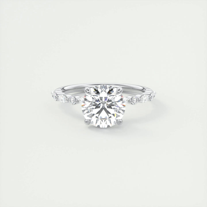 2ct Round F- VS1 Lab Grown Diamond Pave Engagement Ring