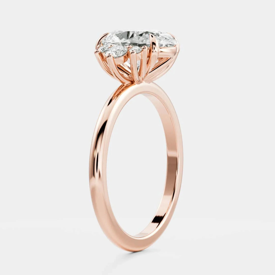 lab grown oval diamond cluster engagement ring IGI certified USA