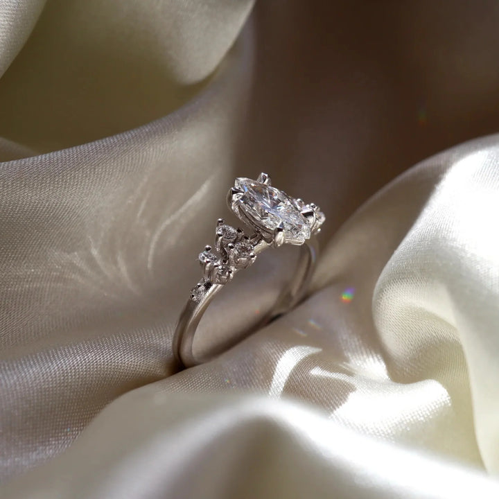 luxury marquise cluster engagement ring IGI certified lab grown diamond USA