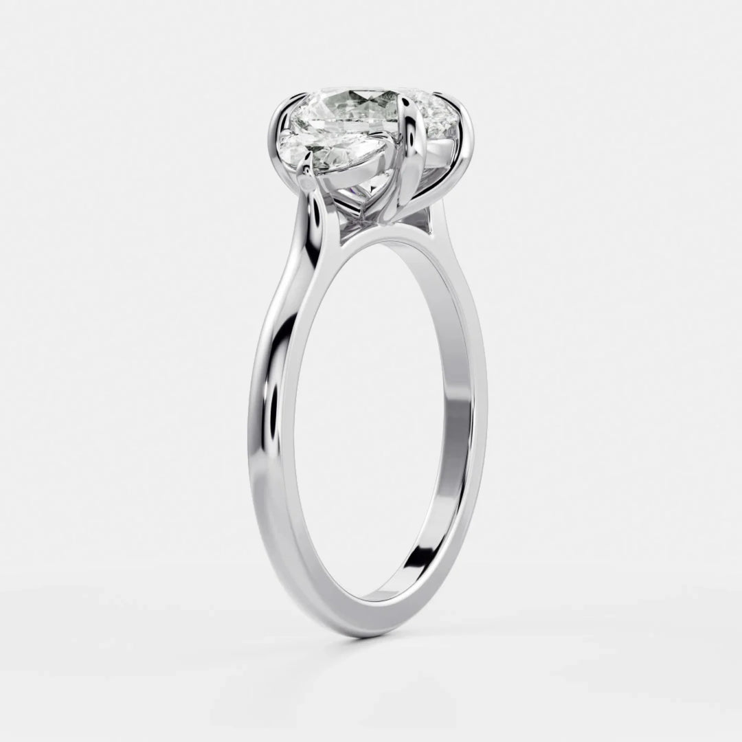 modern oval three stone engagement ring IGI certified lab diamond USA