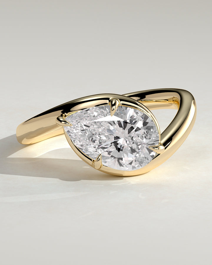 2ct Pear East West IGI Certified Lab Grown Diamond Solitaire with Bypass Engagement Ring