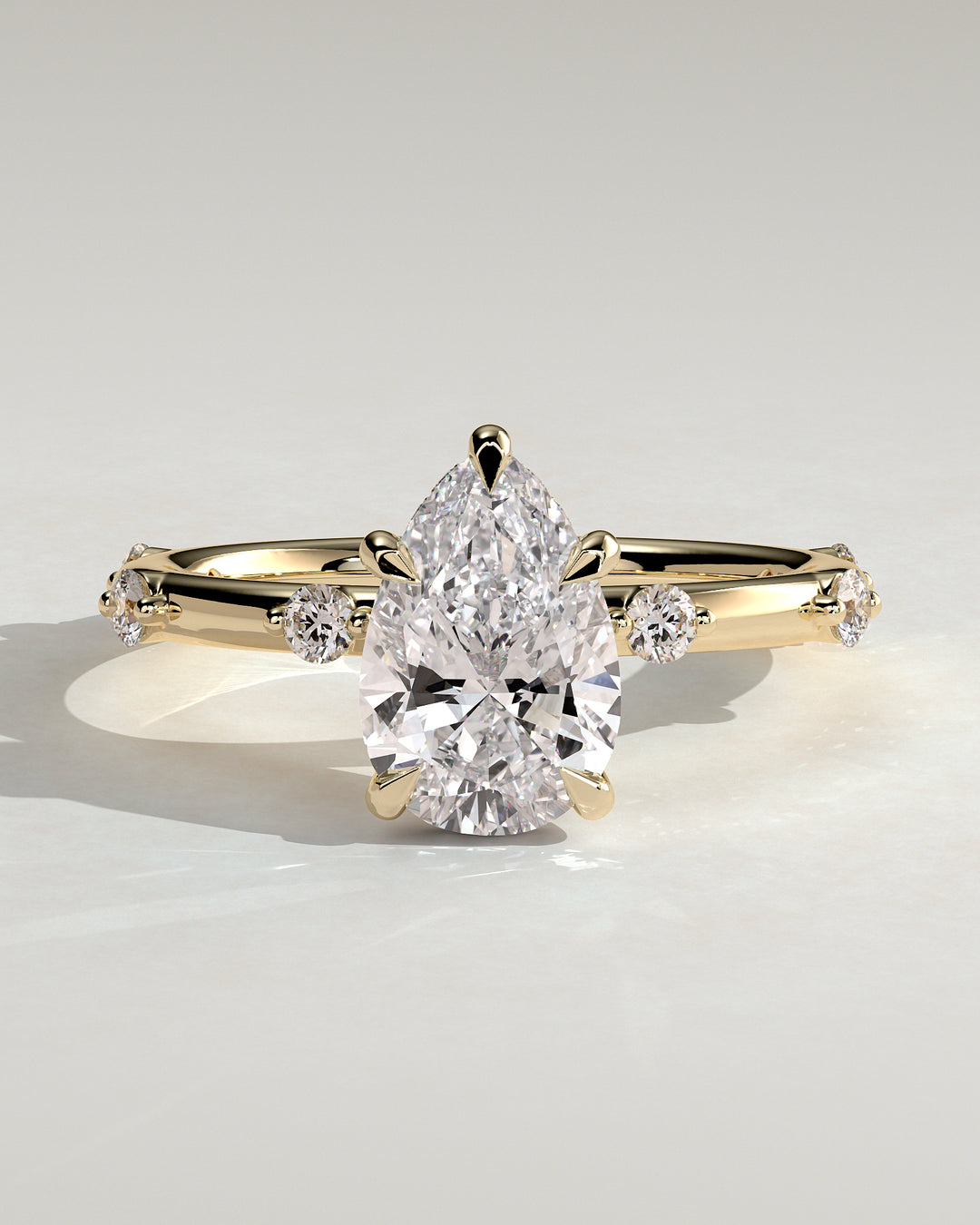 2ct Pear Hidden Halo IGI Certified Lab Grown Diamond Distance Pave Engagement Ring
