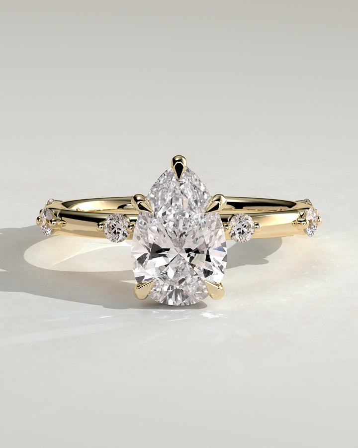 2ct Pear Hidden Halo IGI Certified Lab Grown Diamond Distance Pave Engagement Ring