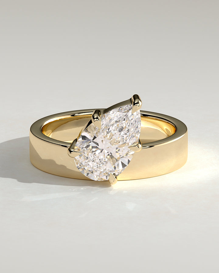 2ct Pear IGI Certified CVD Diamond Solitaire with Offset Angled Solitaire Engagement Ring