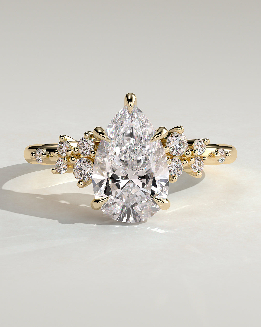 2ct Pear IGI Certified Lab Grown Diamond Cluster Pave Engagement Ring