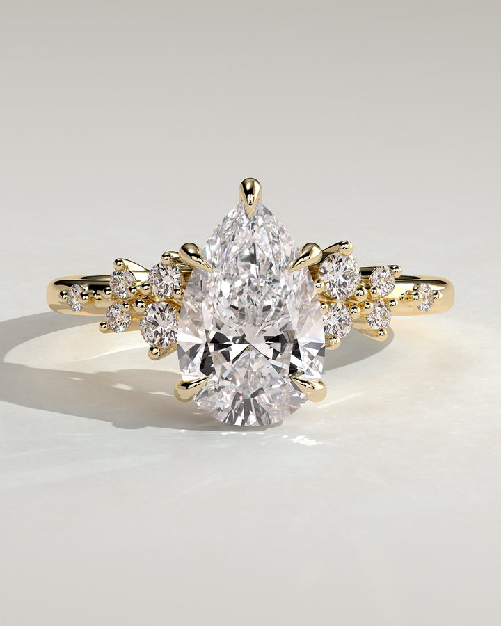 2ct Pear IGI Certified Lab Grown Diamond Cluster Pave Engagement Ring