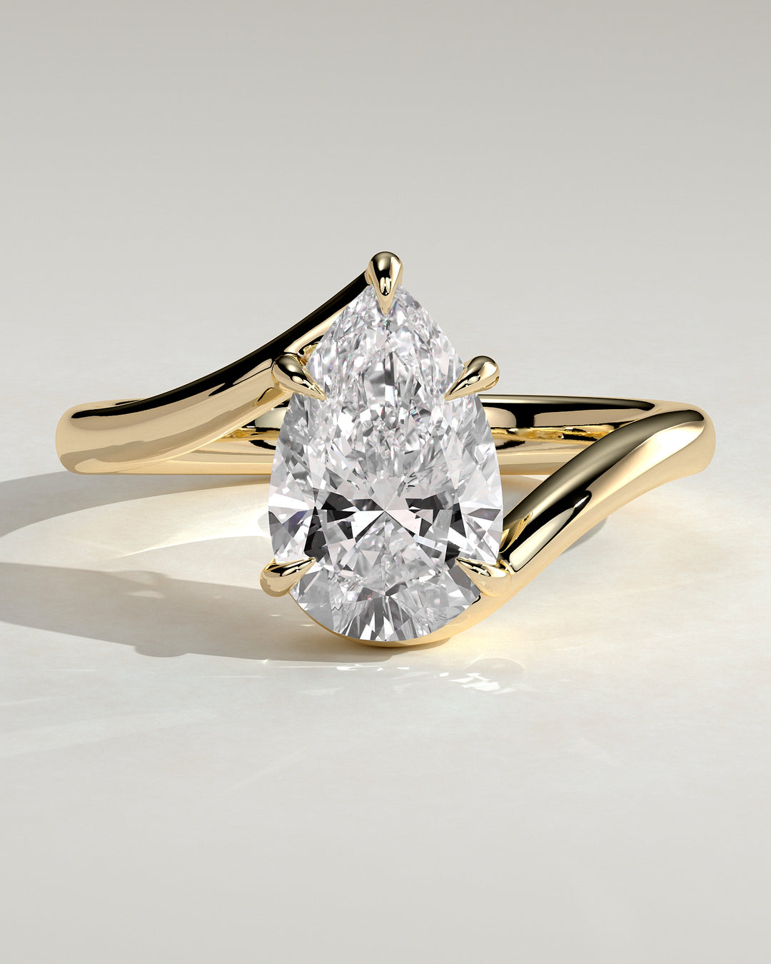 2ct Pear IGI Certified Lab Grown Diamond Solitaire Bypass Engagement Ring