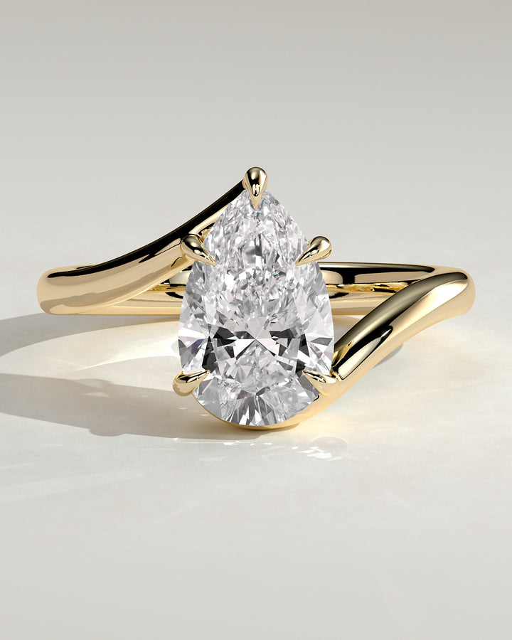 2ct Pear IGI Certified Lab Grown Diamond Solitaire Bypass Engagement Ring