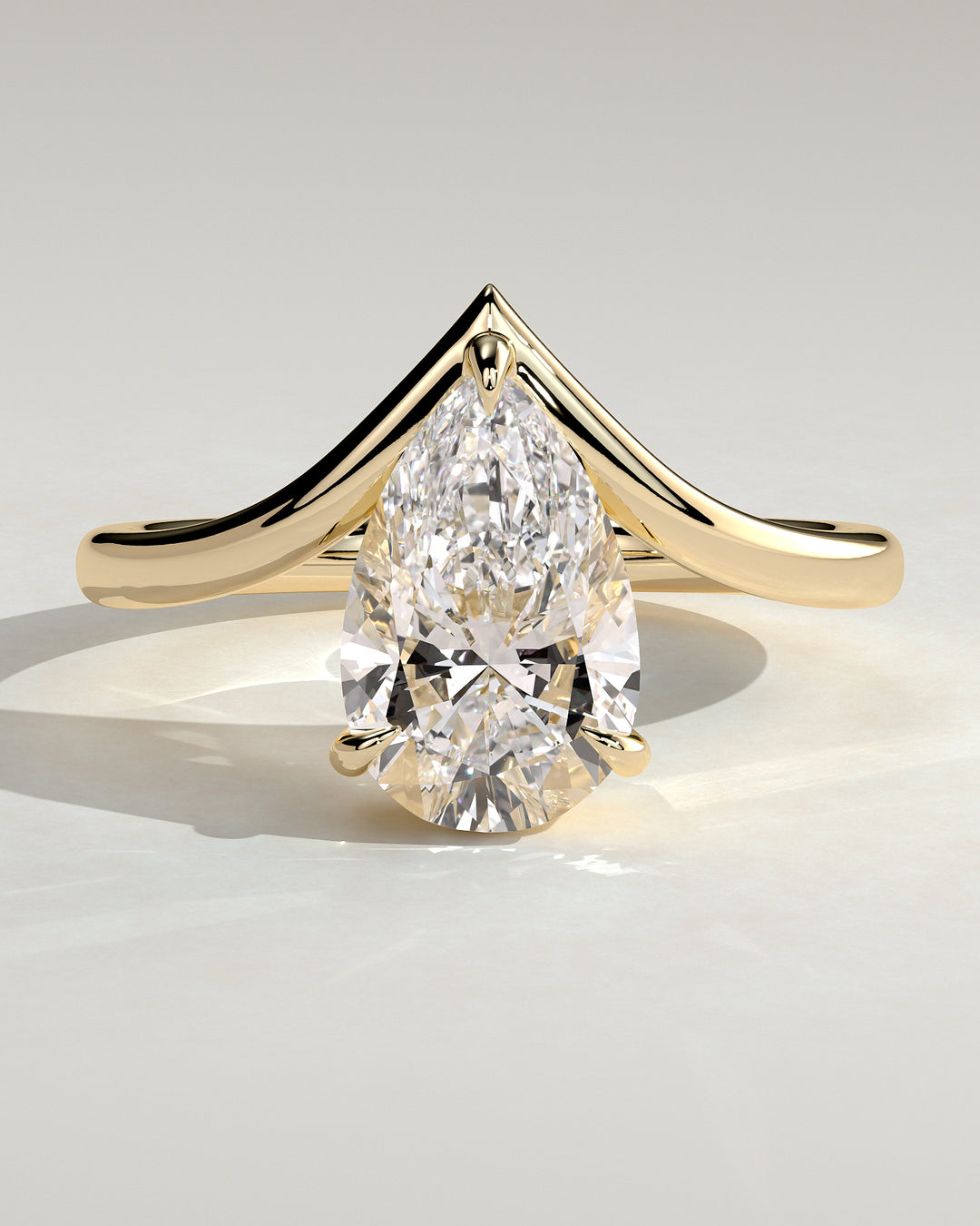 2ct Pear IGI Certified Lab Grown Diamond Solitaire with V Band Engagement Ring