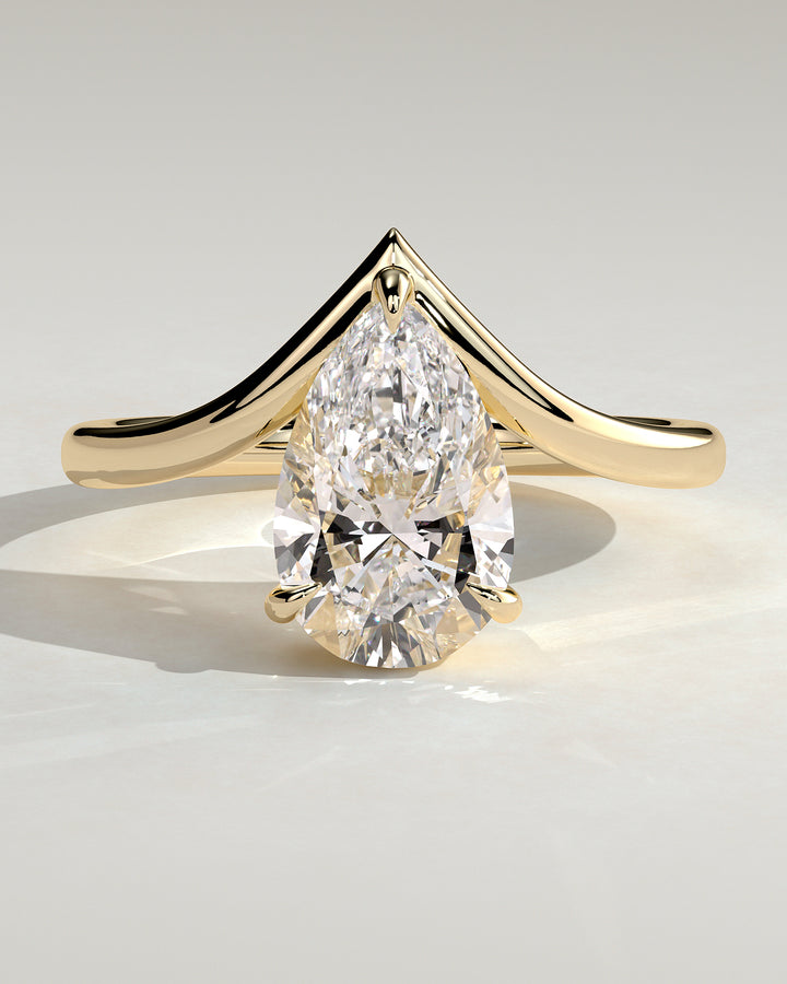 2ct Pear IGI Certified Lab Grown Diamond Solitaire with V Band Engagement Ring
