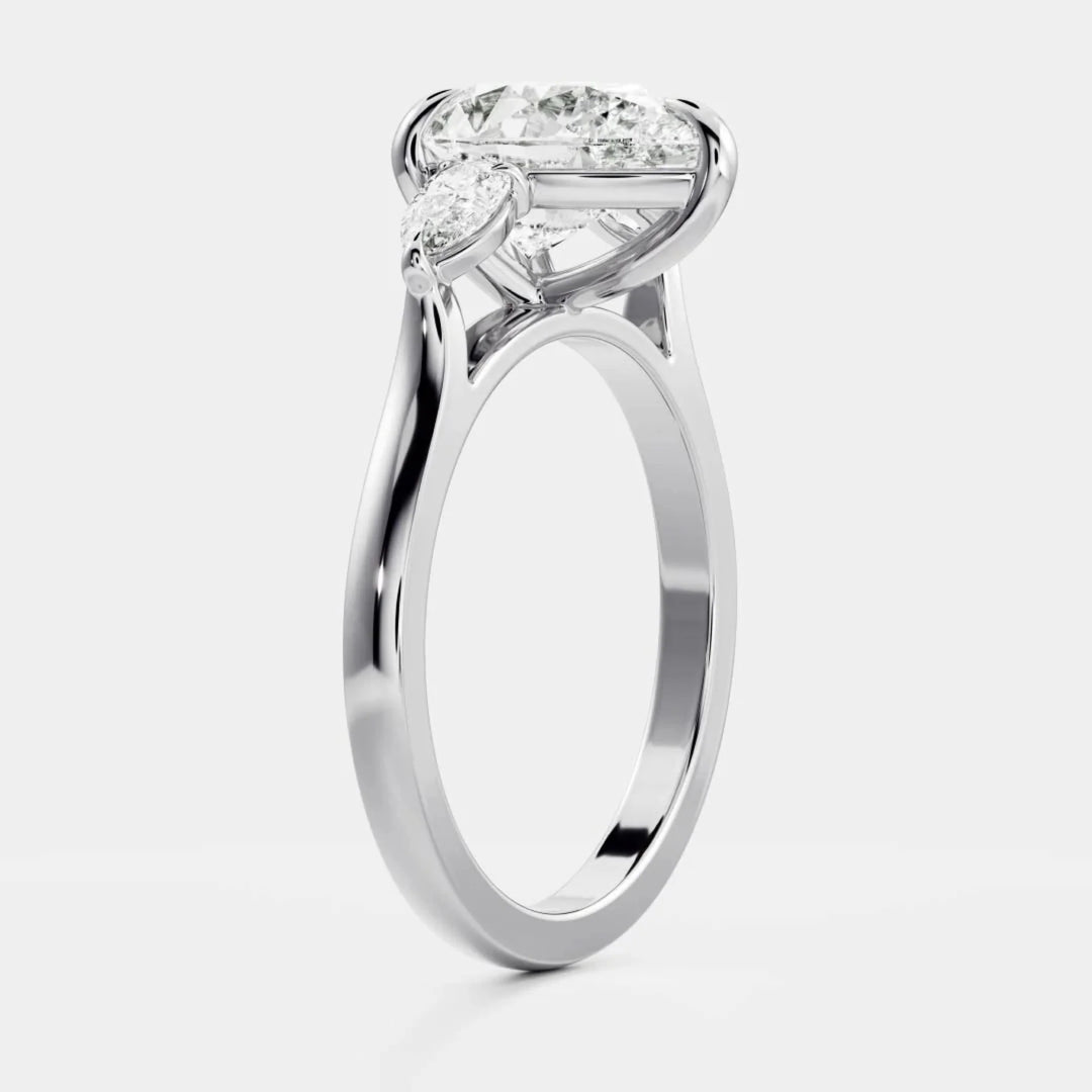 modern pear three stone engagement ring IGI certified lab grown diamond