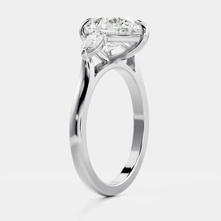 modern pear three stone engagement ring IGI certified lab grown diamond
