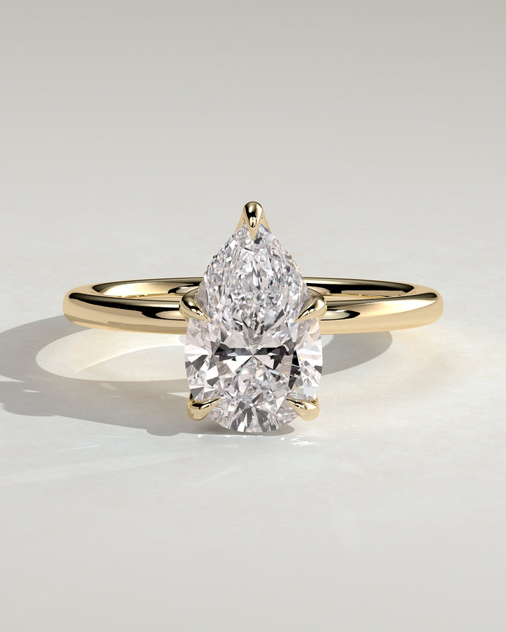 2ct Pear Solitaire with Petal Gallery and Accented Tiara Detail Engagement Ring