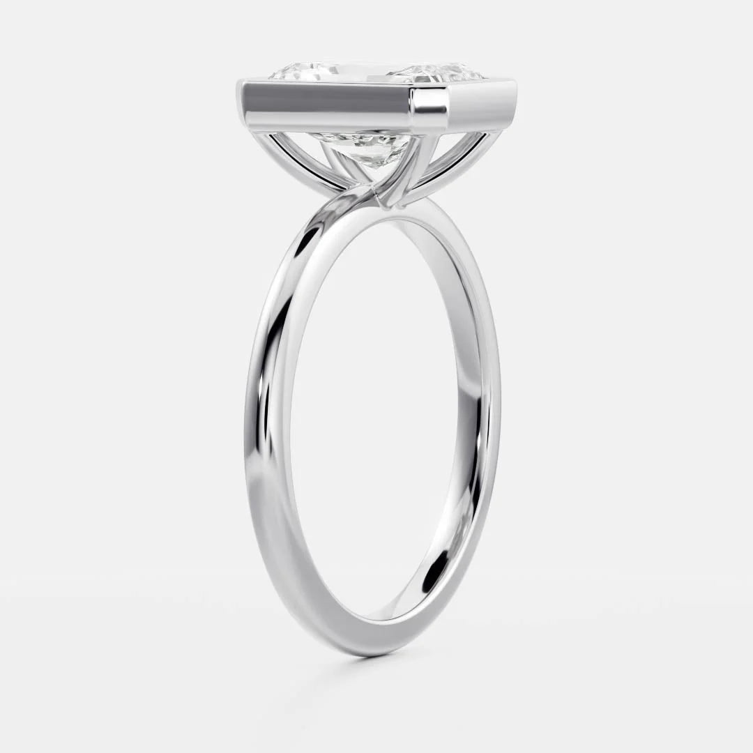 modern radiant cut bezel solitaire engagement ring lab grown USA