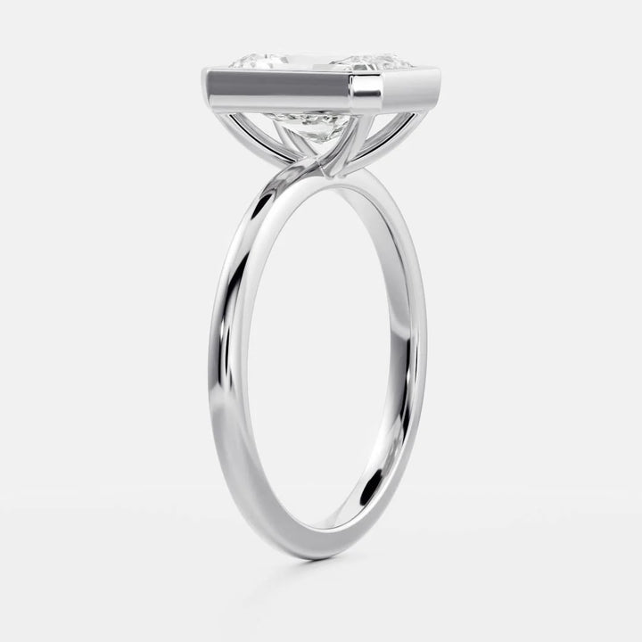 modern radiant cut bezel solitaire engagement ring lab grown USA