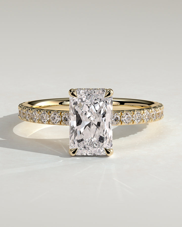 2ct Radiant Hidden Halo IGI Certified Lab Grown Diamond Pave Engagement Ring