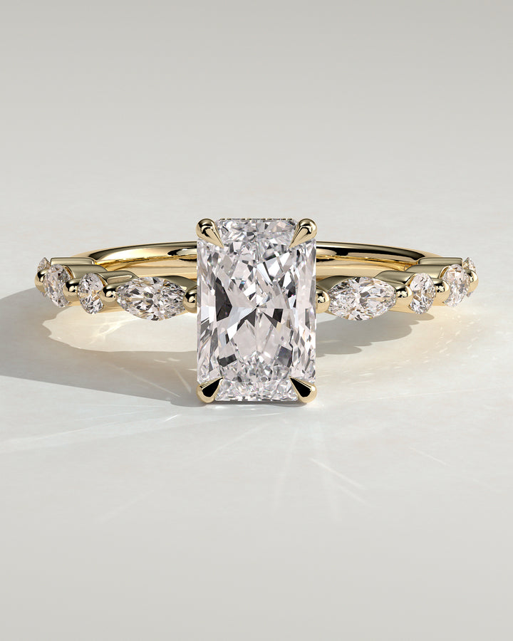 radiant lab grown diamond engagement ring hidden halo