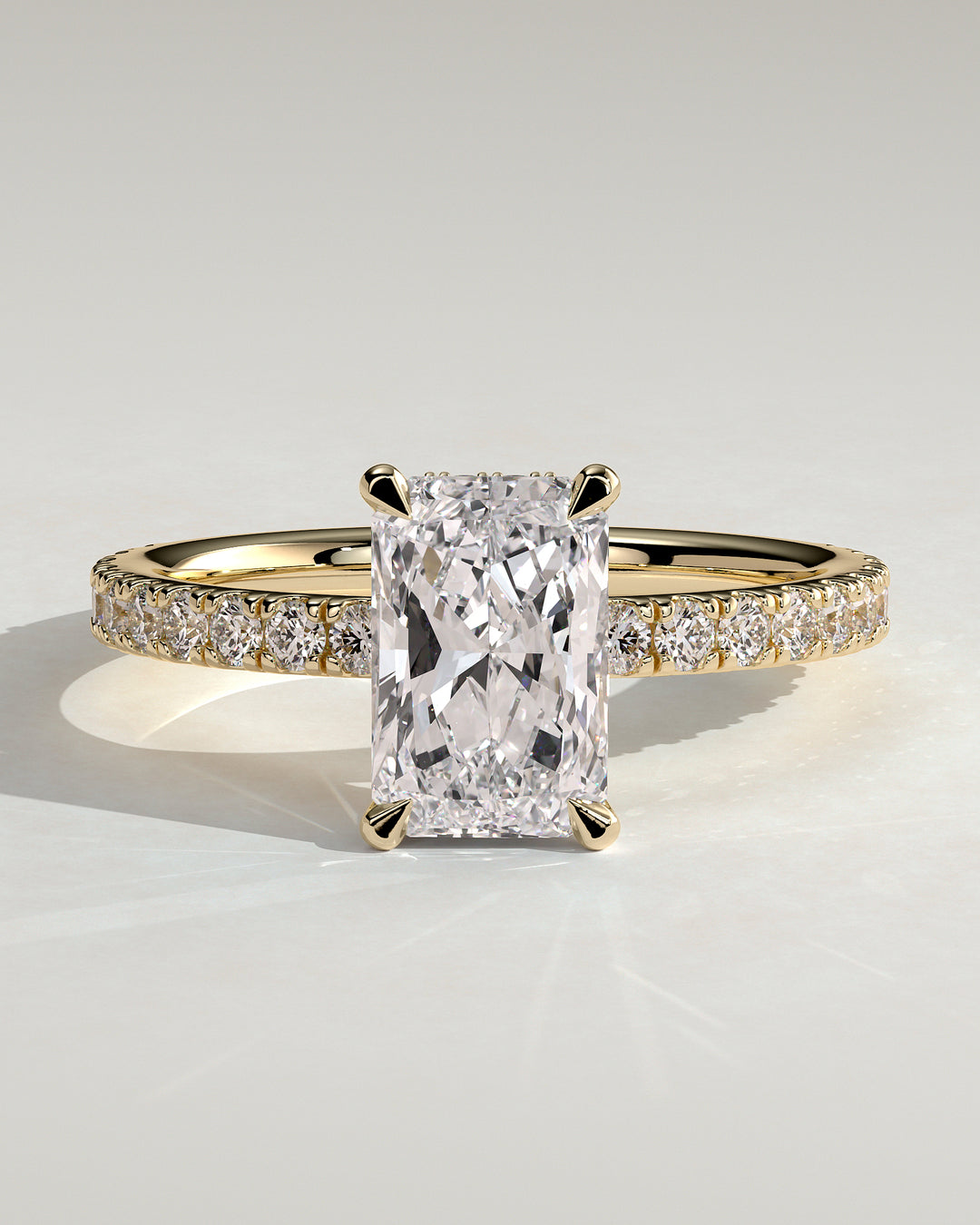 2ct Radiant Wrap Around Hidden Halo E/VS1 Pave Engagement Ring