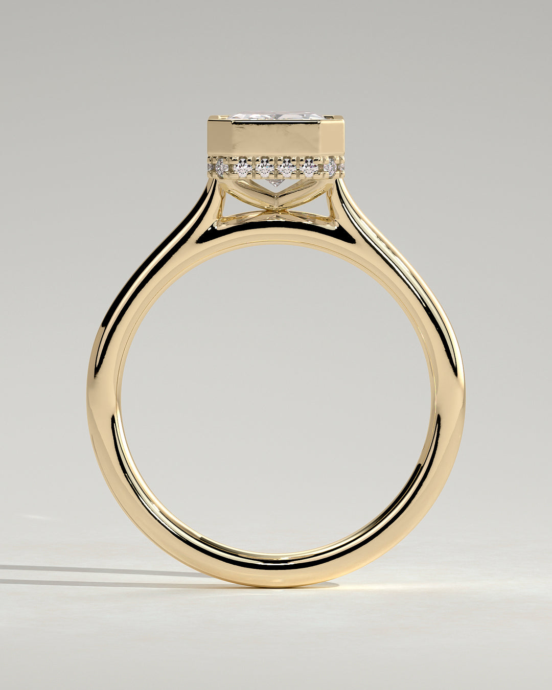2ct radiant bezel hidden halo engagement ring
