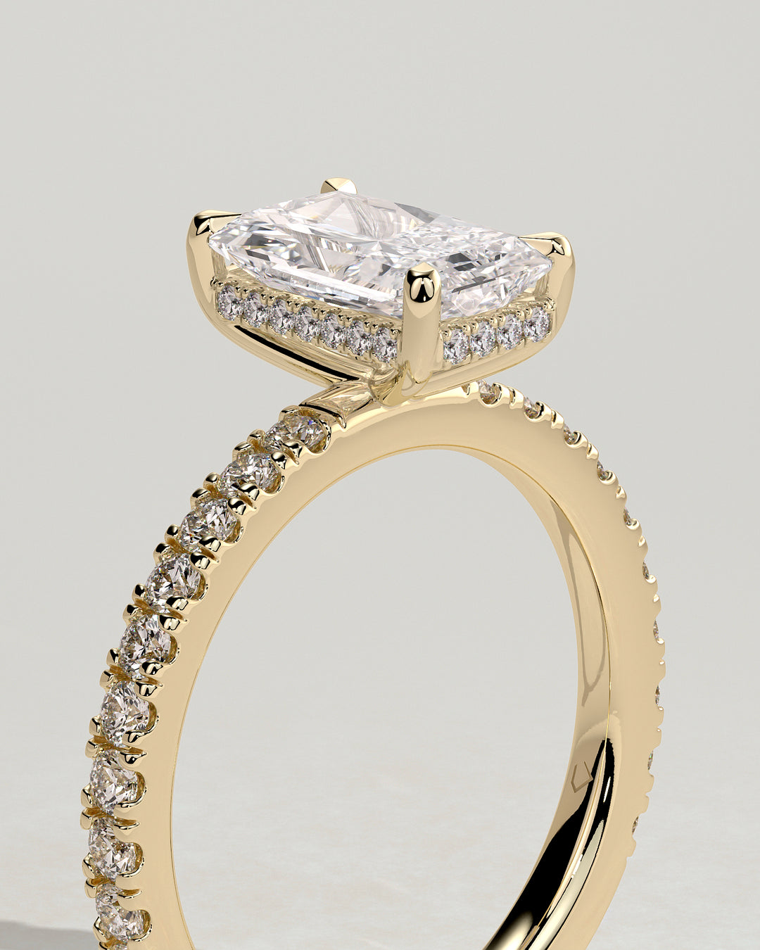 2ct radiant hidden halo engagement ring
