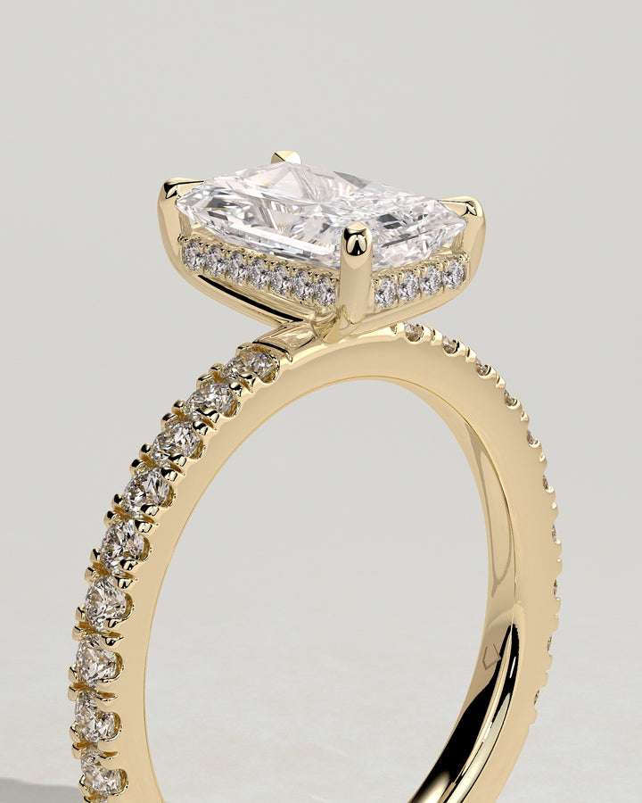 2ct radiant hidden halo engagement ring
